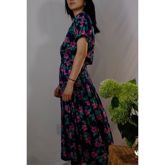 Vintage Talbots Maxi Floral Vibrant Colorful Dress - Picture 3 of 8